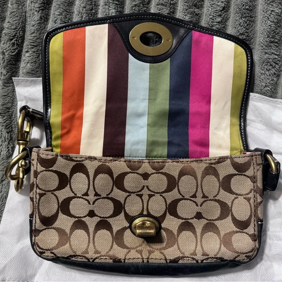 Coach Tan and Black Signature Shoulder Bag - Picture 10 of 13